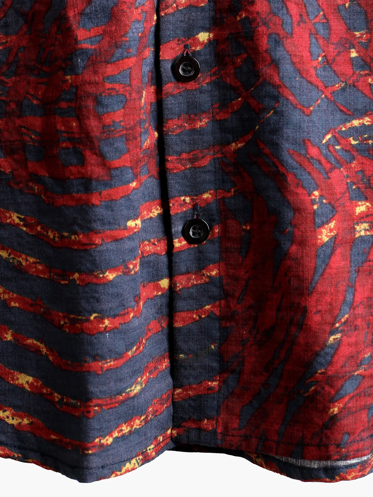 Men's Short Sleeve Striped Printed Retro Cotton Shirt