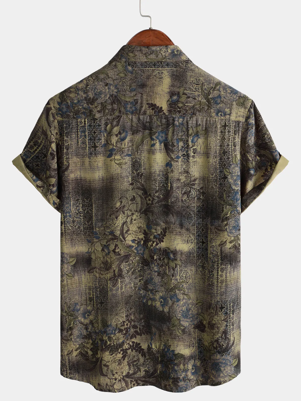 Men's Summer Vintage Casual Holiday Short Sleeve Button Up Shirt