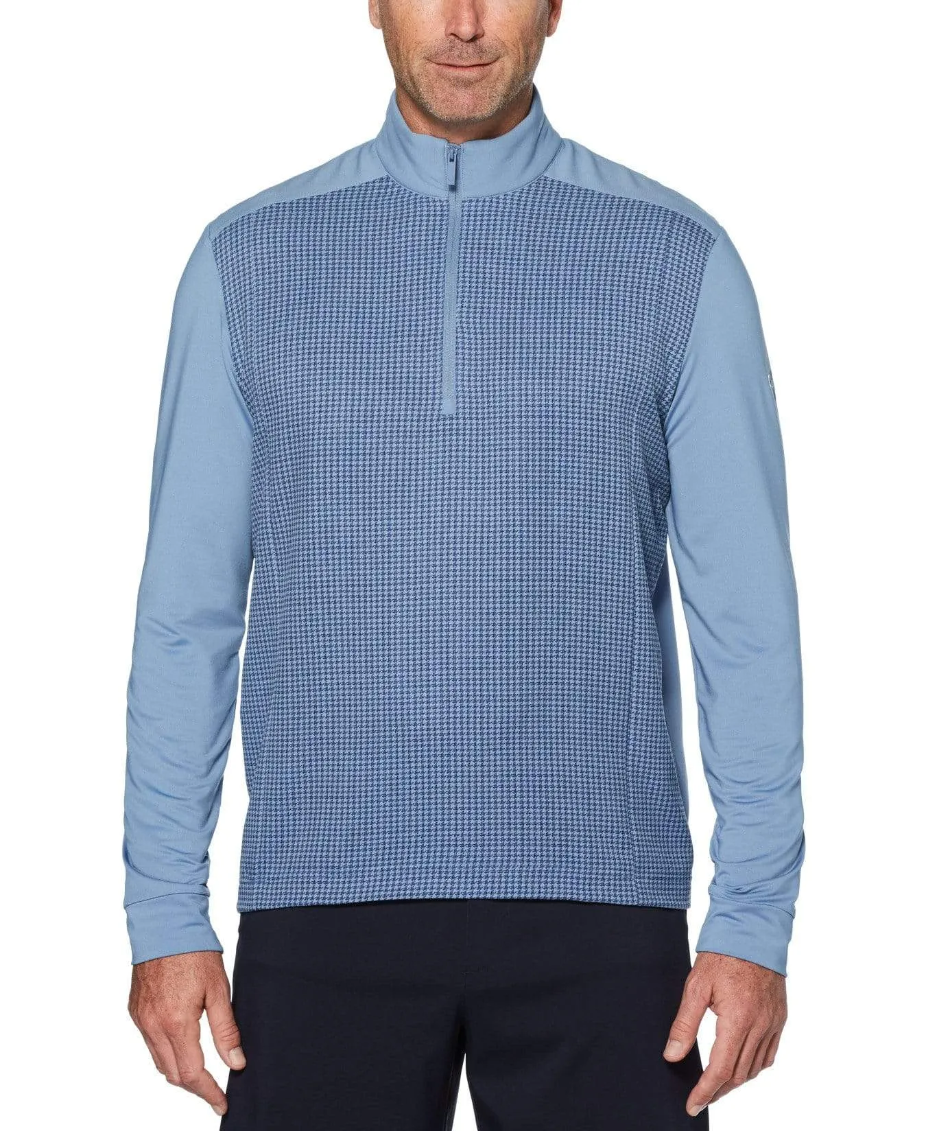 Mens Swing Tech™ Mini Houndstooth Print Lightweight 1/4 Zip Pullover