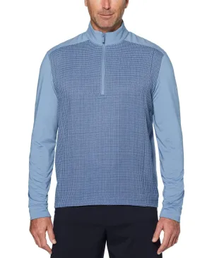 Mens Swing Tech™ Mini Houndstooth Print Lightweight 1/4 Zip Pullover