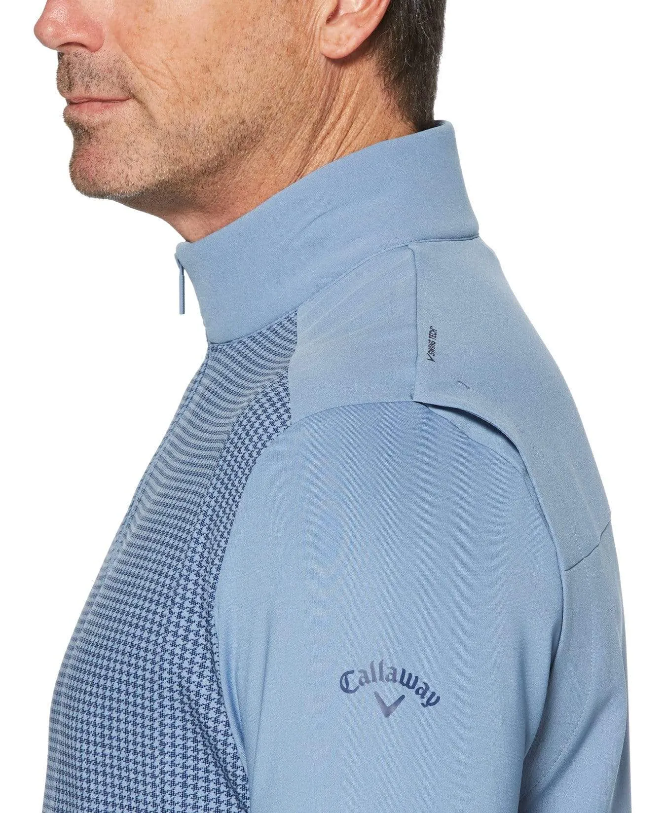 Mens Swing Tech™ Mini Houndstooth Print Lightweight 1/4 Zip Pullover