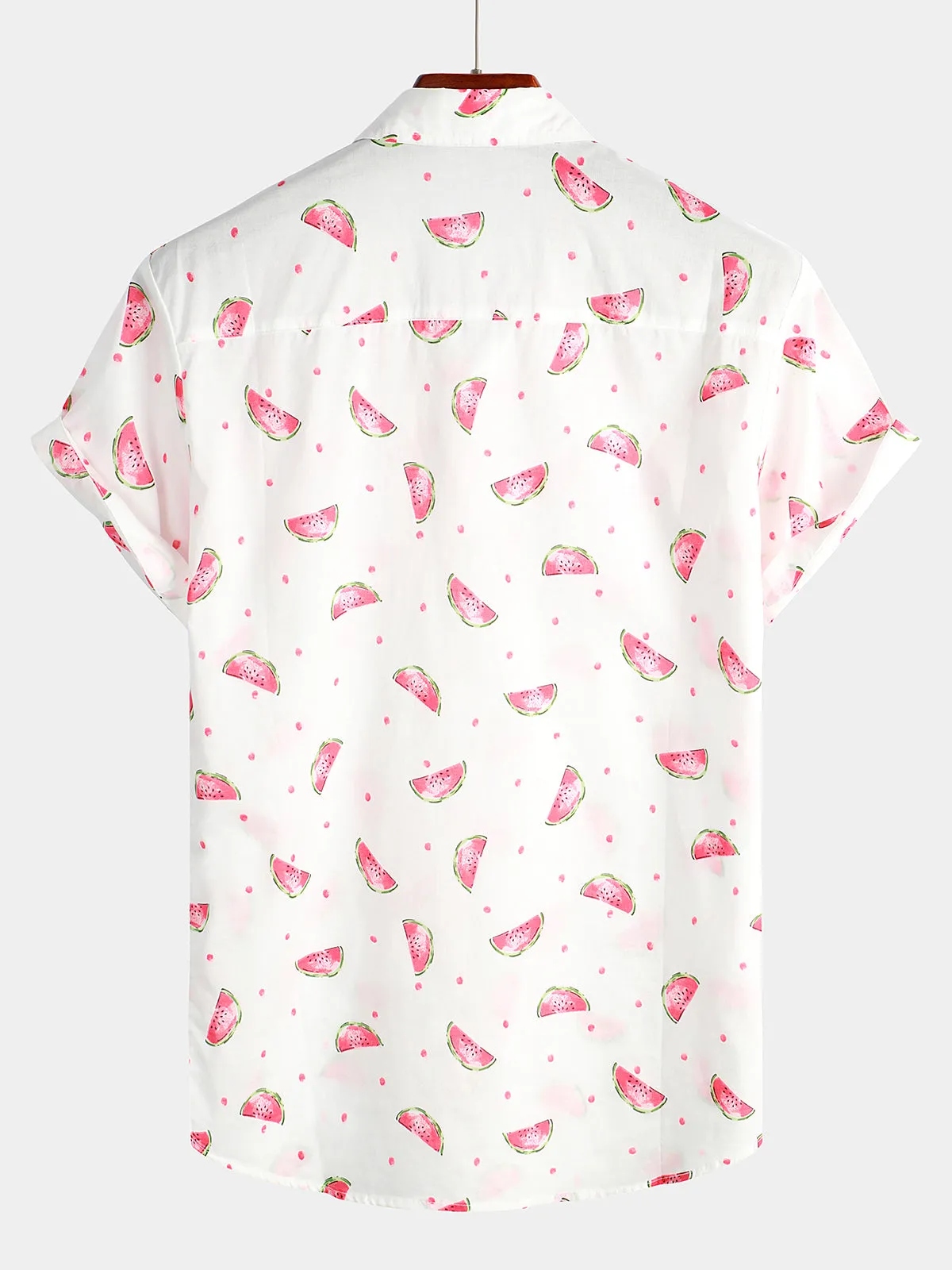 Men's Watermelon Print Short Sleeve Hawaiian Shirt