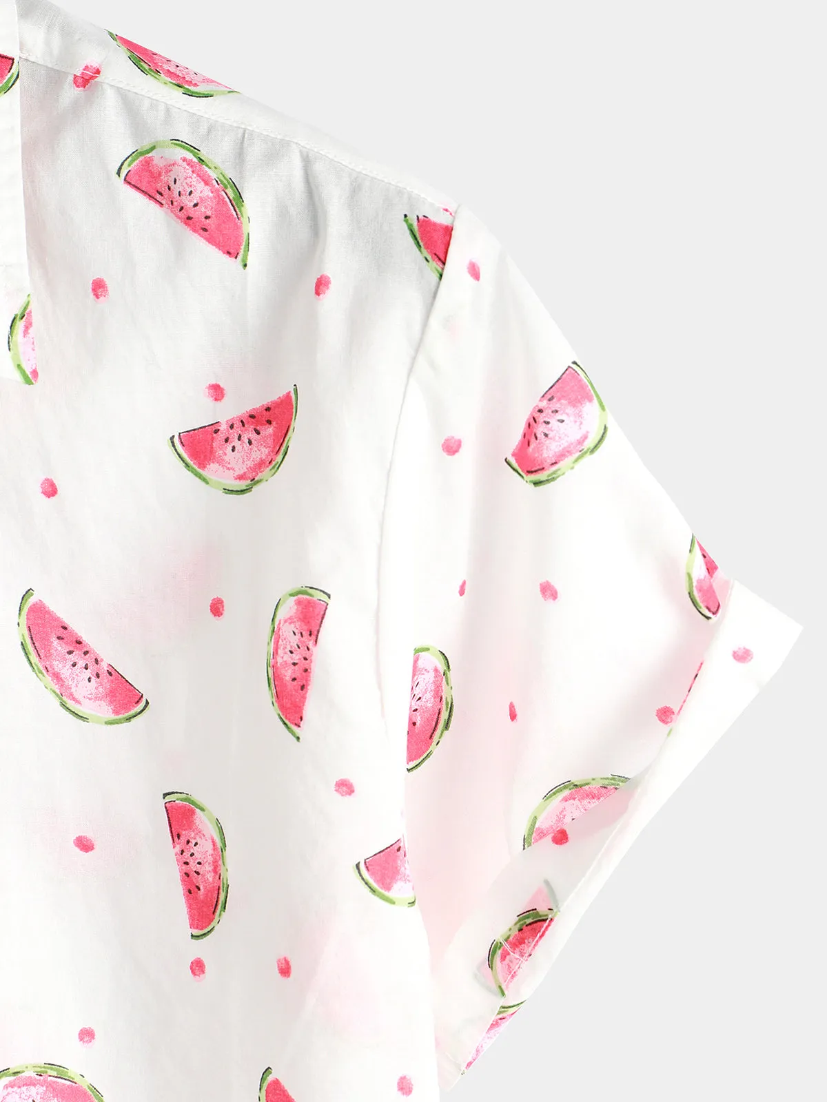 Men's Watermelon Print Short Sleeve Hawaiian Shirt