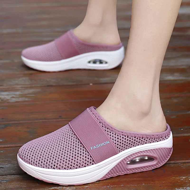 Mesh Lightweight Shoes Slippers Wedge Shoes Female Air Cushion Sandals Thick Bottem Casual Sneakers 43