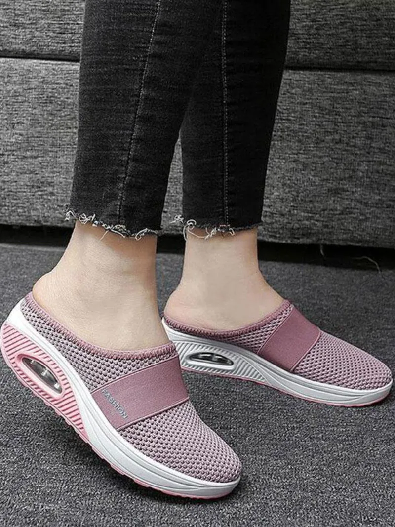Mesh Lightweight Shoes Slippers Wedge Shoes Female Air Cushion Sandals Thick Bottem Casual Sneakers 43