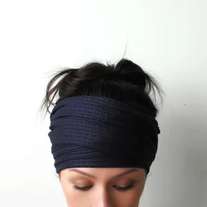 MIDNIGHT BLUE Waffle Knit Head Scarf