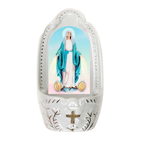 Miraculous Mary with Medals Holy Water Font
