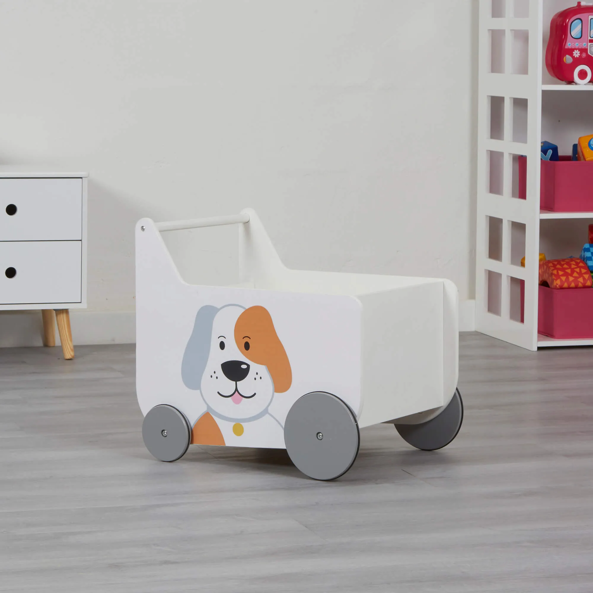 Montessori Toy Box | Toy Storage | Cat and Dog Push Along Trolley