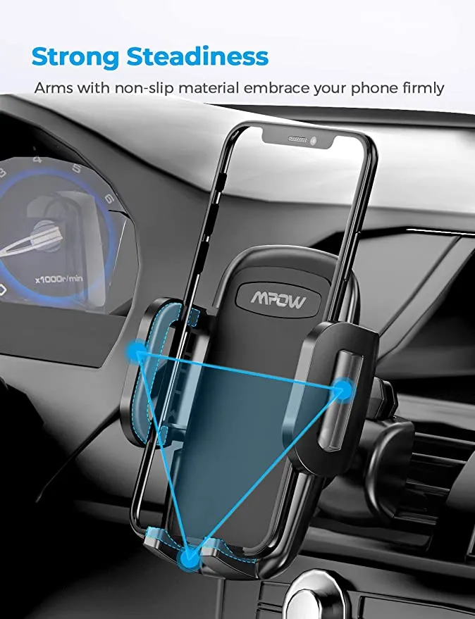 Mpow Air Vent Car Phone Mount, 3-Level Adjustable Clamp with Phone Holder Compatible with all Smartphones Under 6 inch