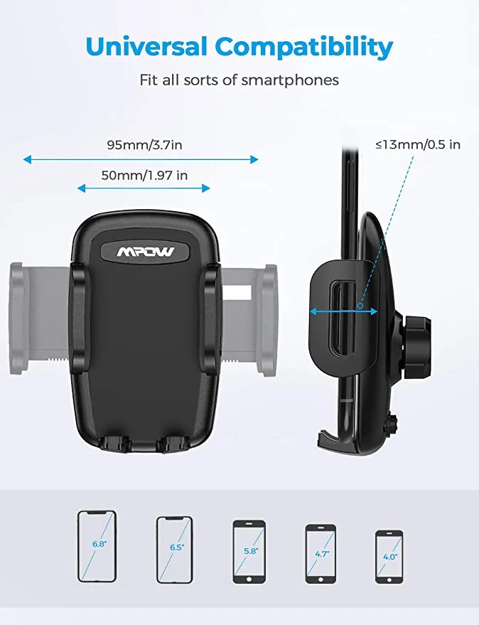 Mpow Air Vent Car Phone Mount, 3-Level Adjustable Clamp with Phone Holder Compatible with all Smartphones Under 6 inch