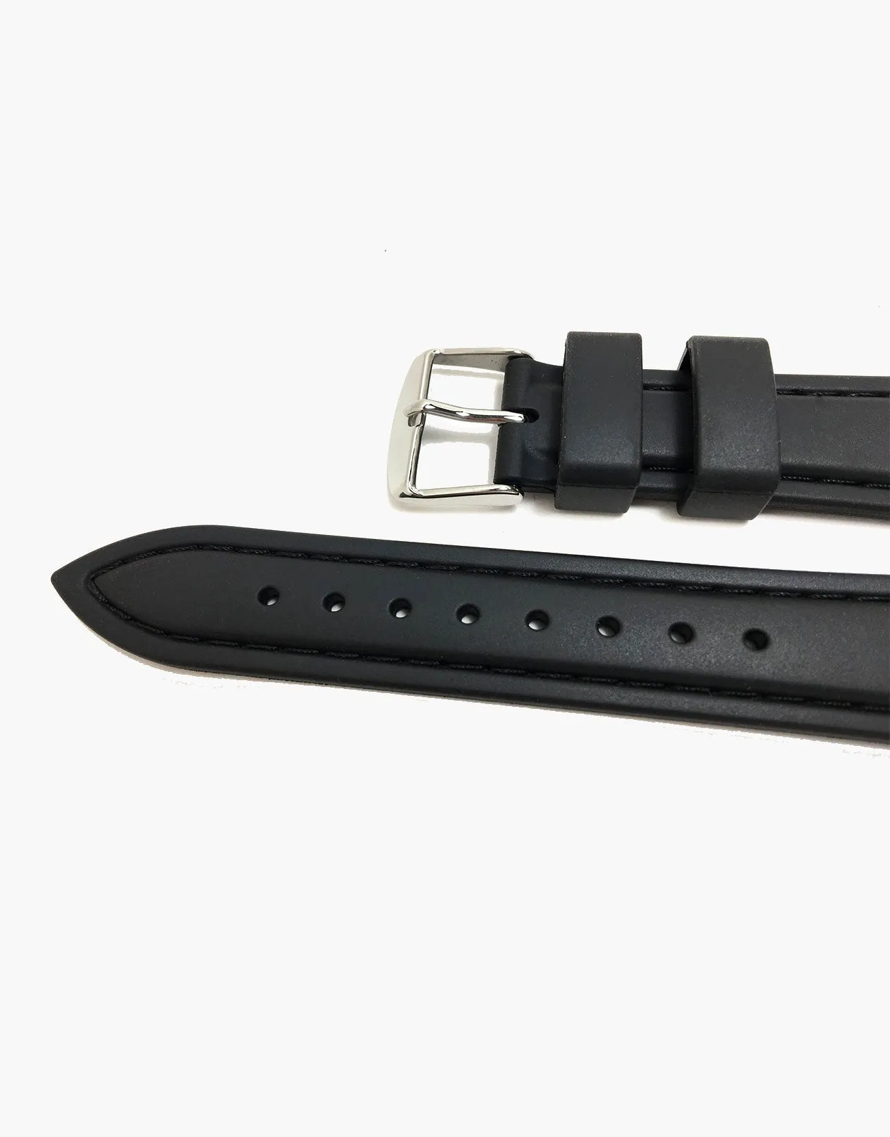 MS3445 Black Genuine Rubber Dive Watch Band Black stitching-Hadley Roma