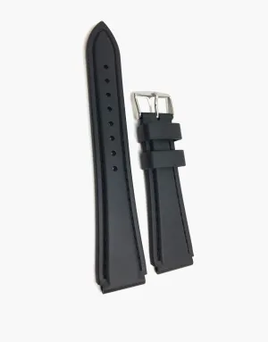 MS3445 Black Genuine Rubber Dive Watch Band Black stitching-Hadley Roma