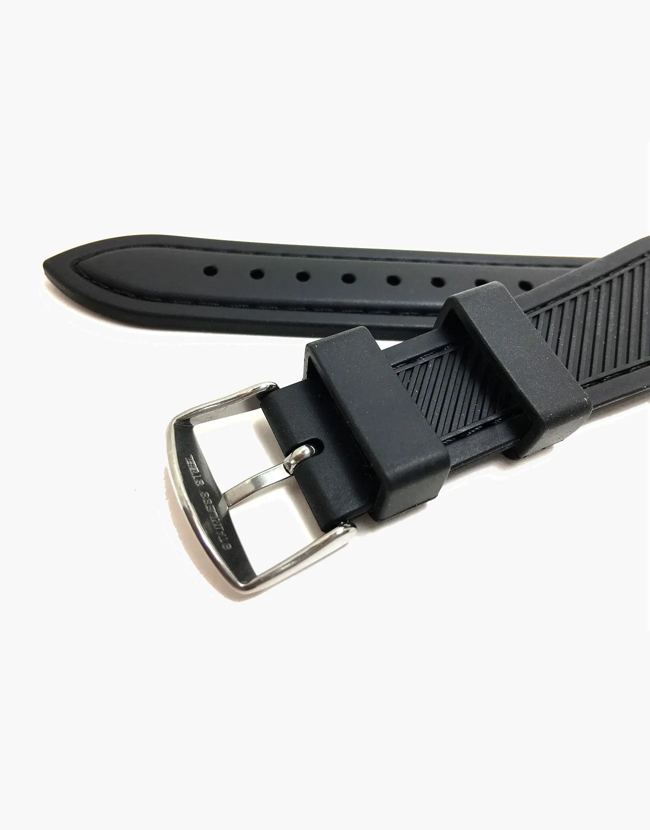 MS3445 Black Genuine Rubber Dive Watch Band Black stitching-Hadley Roma