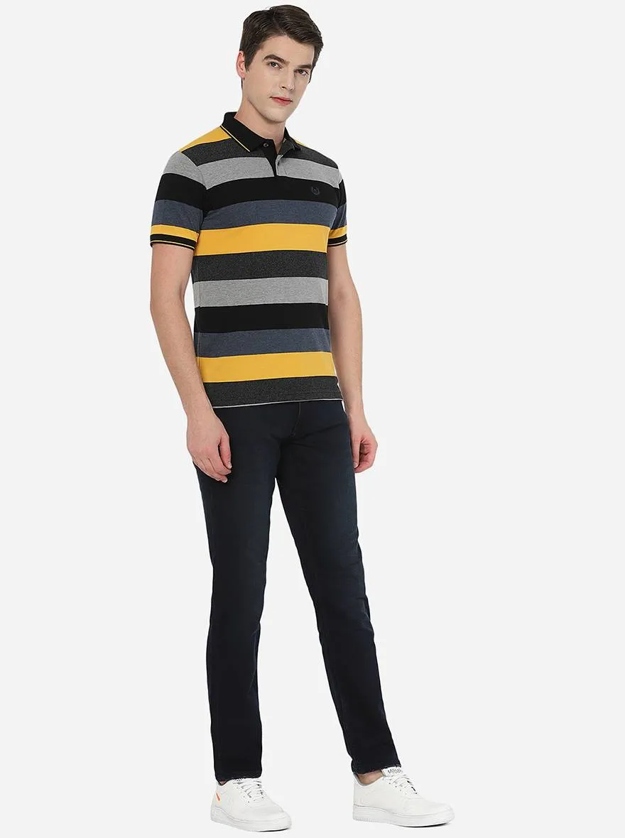 Multicolor Striped Slim Fit Polo T-Shirt | Greenfibre