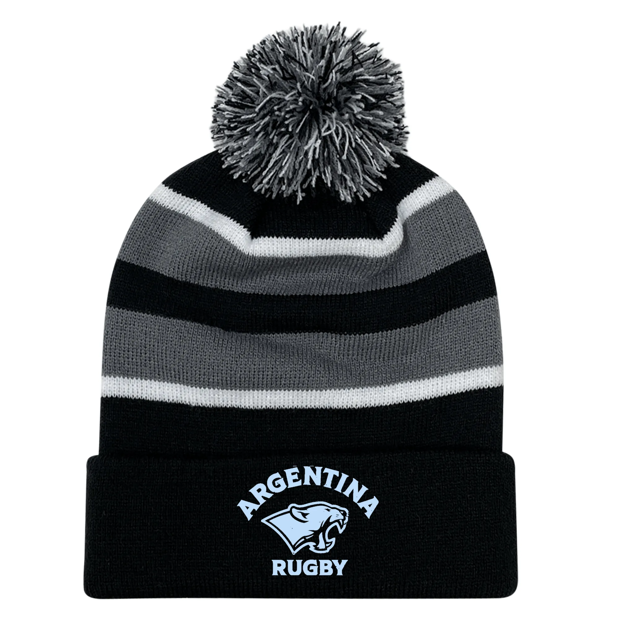 Nations of Rugby Argentina Hooped Pom-Pom Beanie