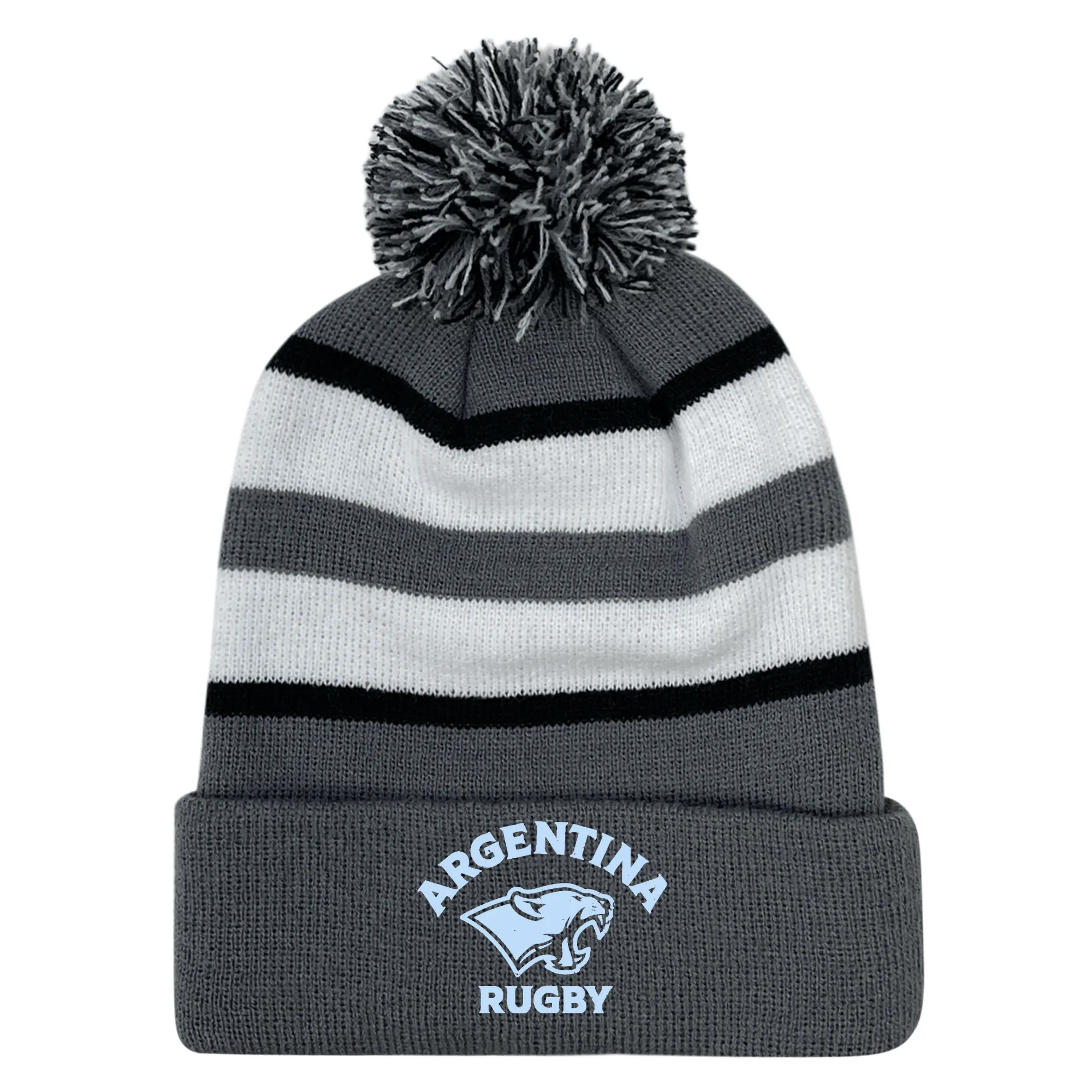 Nations of Rugby Argentina Hooped Pom-Pom Beanie