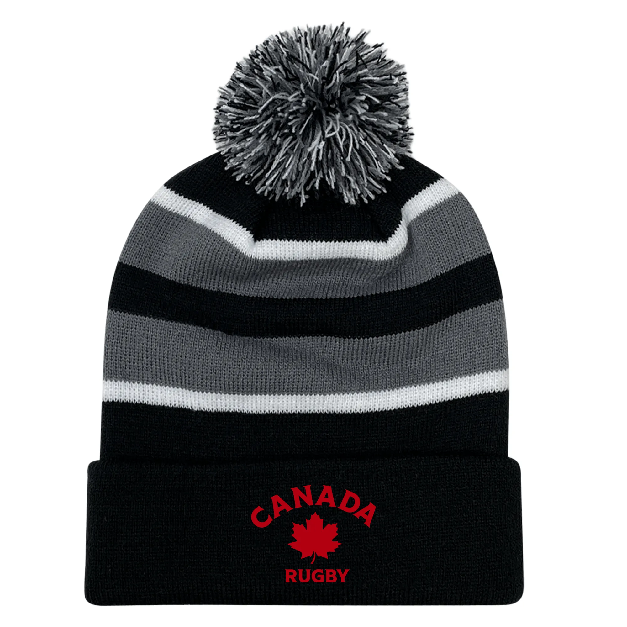 Nations of Rugby Canada Hooped Pom-Pom Beanie