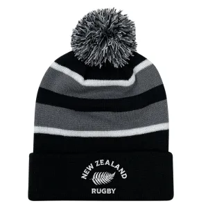 Nations of Rugby New Zealand Hooped Pom-Pom Beanie