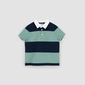 Navy and Seafoam Yarn-Dyed Stripe Rugby Top