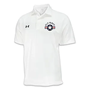 Navy Under Armour Fly Navy Performance Polo (White)