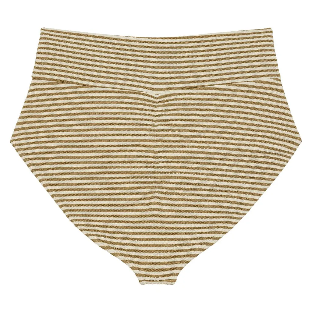 Neutral Stripe Full Coverage High Rise Bikini Bottom