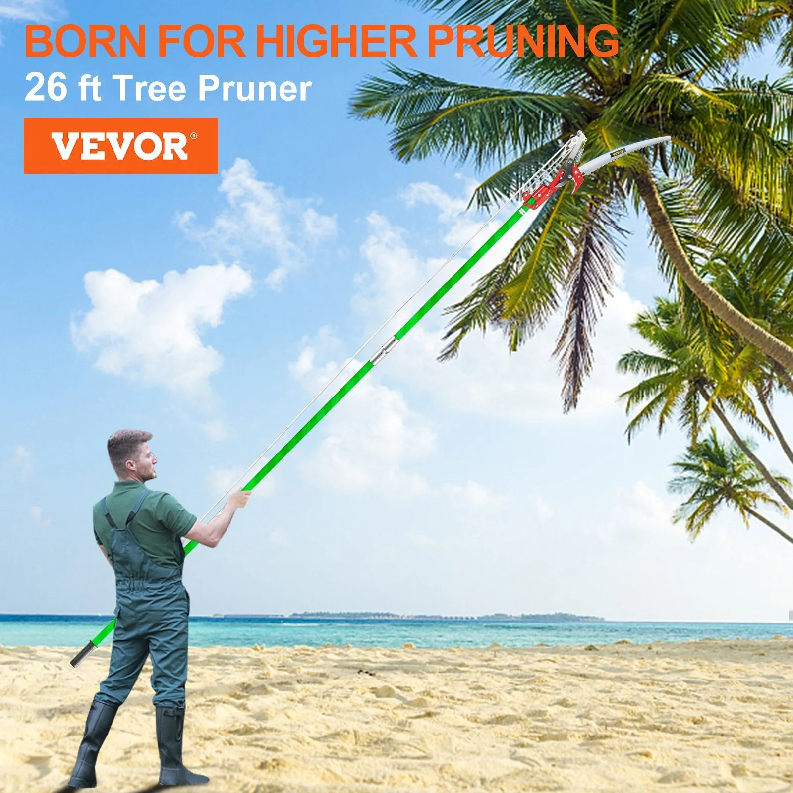 New 26 Foot Pruning Saw, Alloy Steel Tree Pruner, Extension Pole, Tree Pruner Extendable, Tree Trimmers Long Handle for Sawing and Shearing