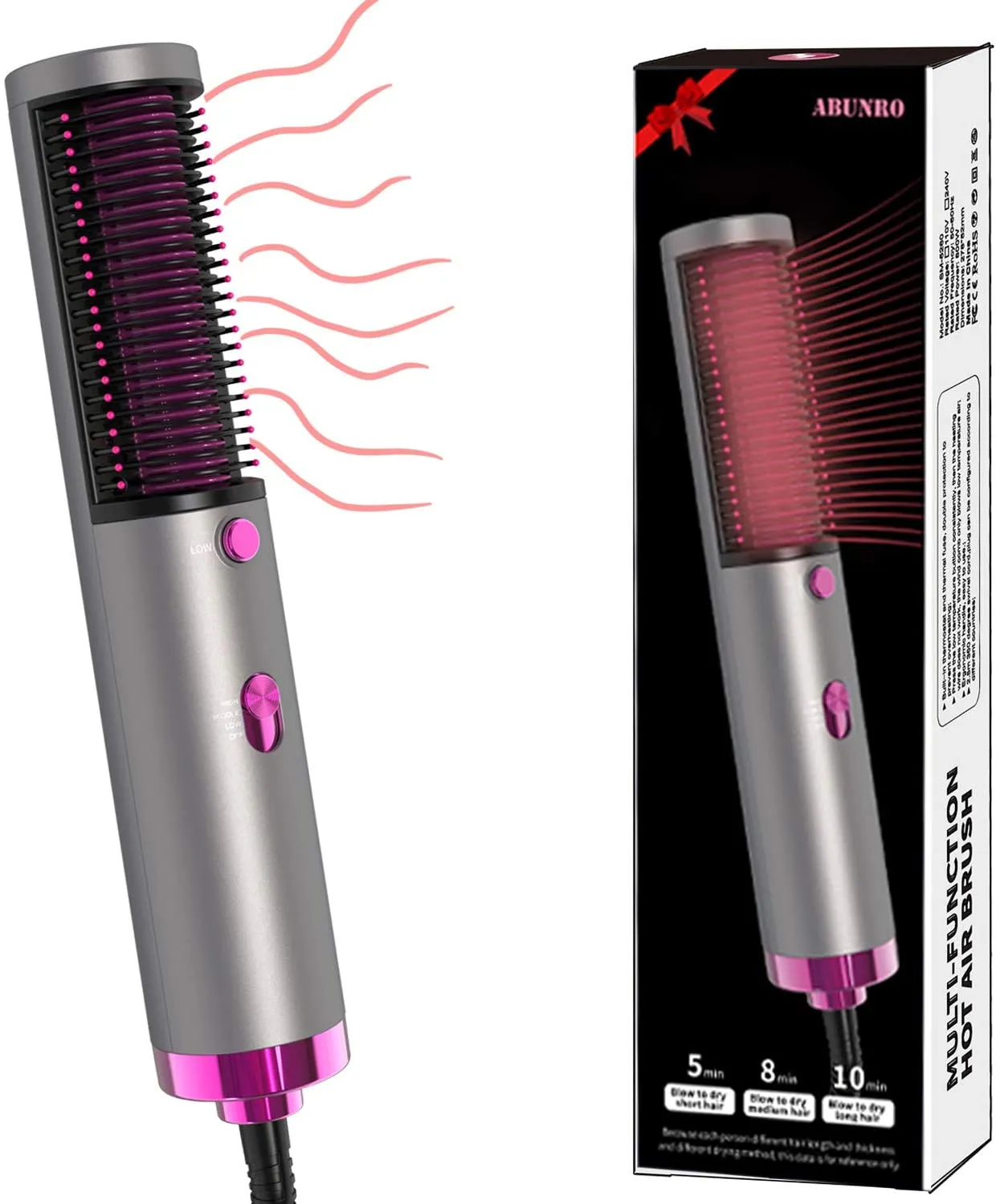 New in box! Abunro Ionic Hair Dryer with Hair Straightener, Portable Hair Dryer   Damage Protection PTC Hot Straightener, 3-Levels Heat