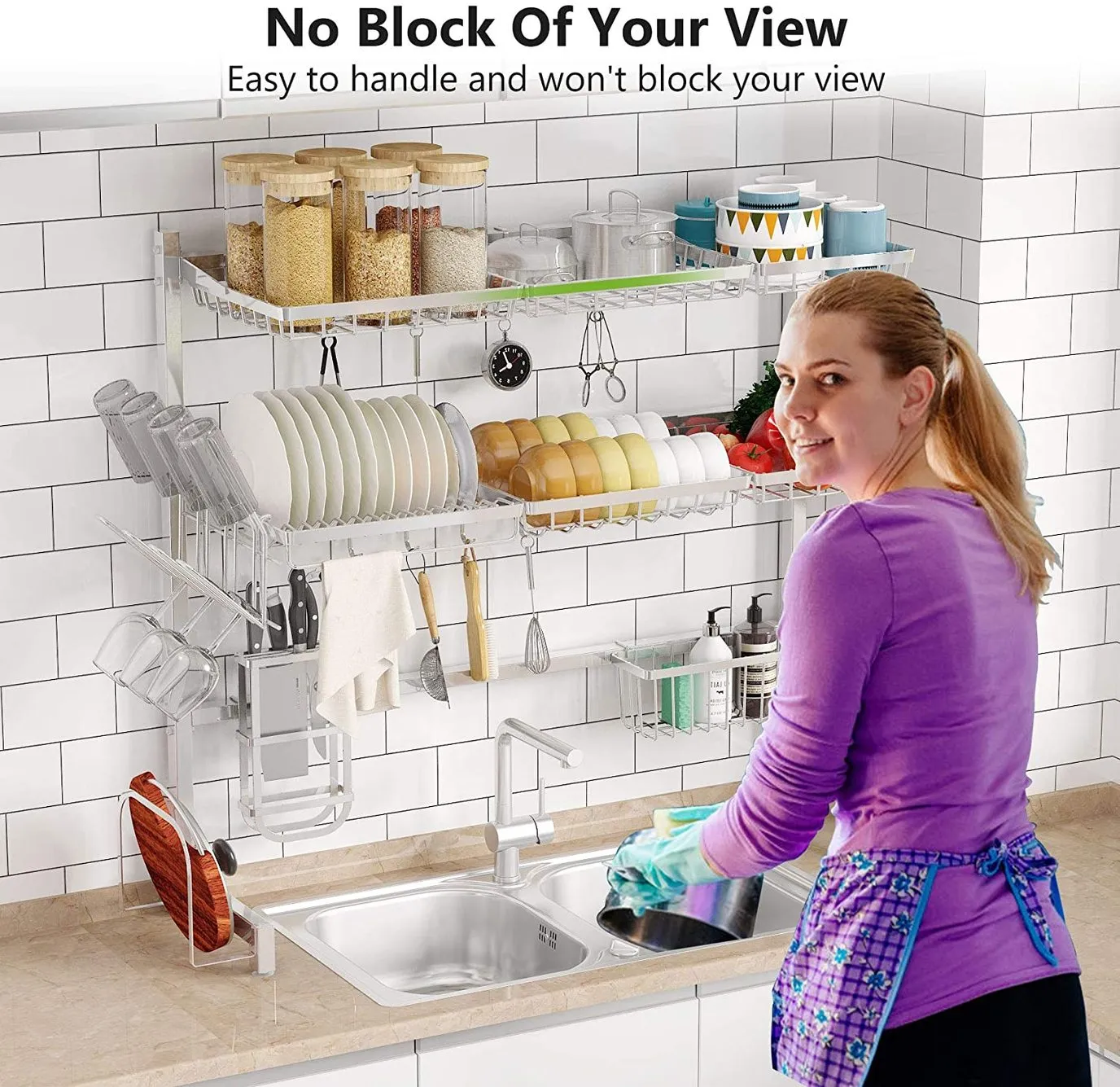 New in box! Easylife Over the Sink Dish Drying Rack 3 Tier Stainless Steel Large Kitchen Rack Dish Drainer