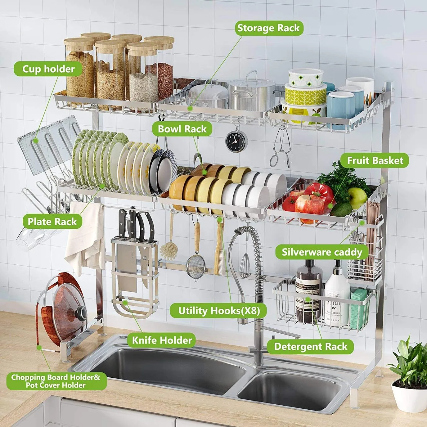 New in box! Easylife Over the Sink Dish Drying Rack 3 Tier Stainless Steel Large Kitchen Rack Dish Drainer
