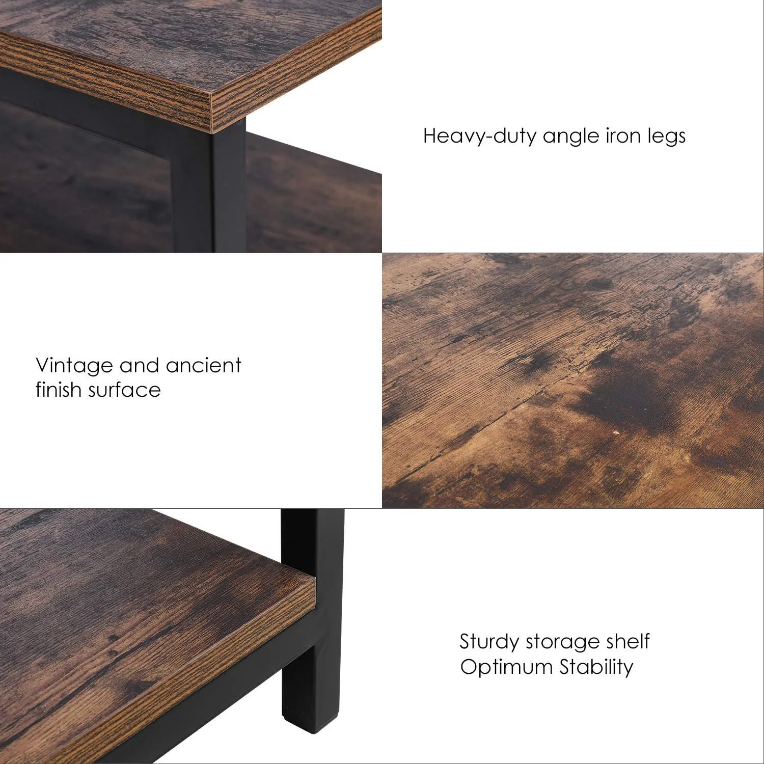 New in box! Homfa Industrial Coffee Table for Living Room, 2-Tier Tea Table with Storage Shelf TV Stand Side End Table