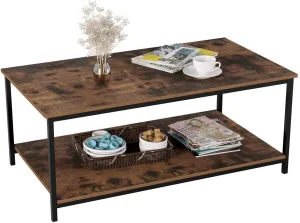 New in box! Homfa Industrial Coffee Table for Living Room, 2-Tier Tea Table with Storage Shelf TV Stand Side End Table