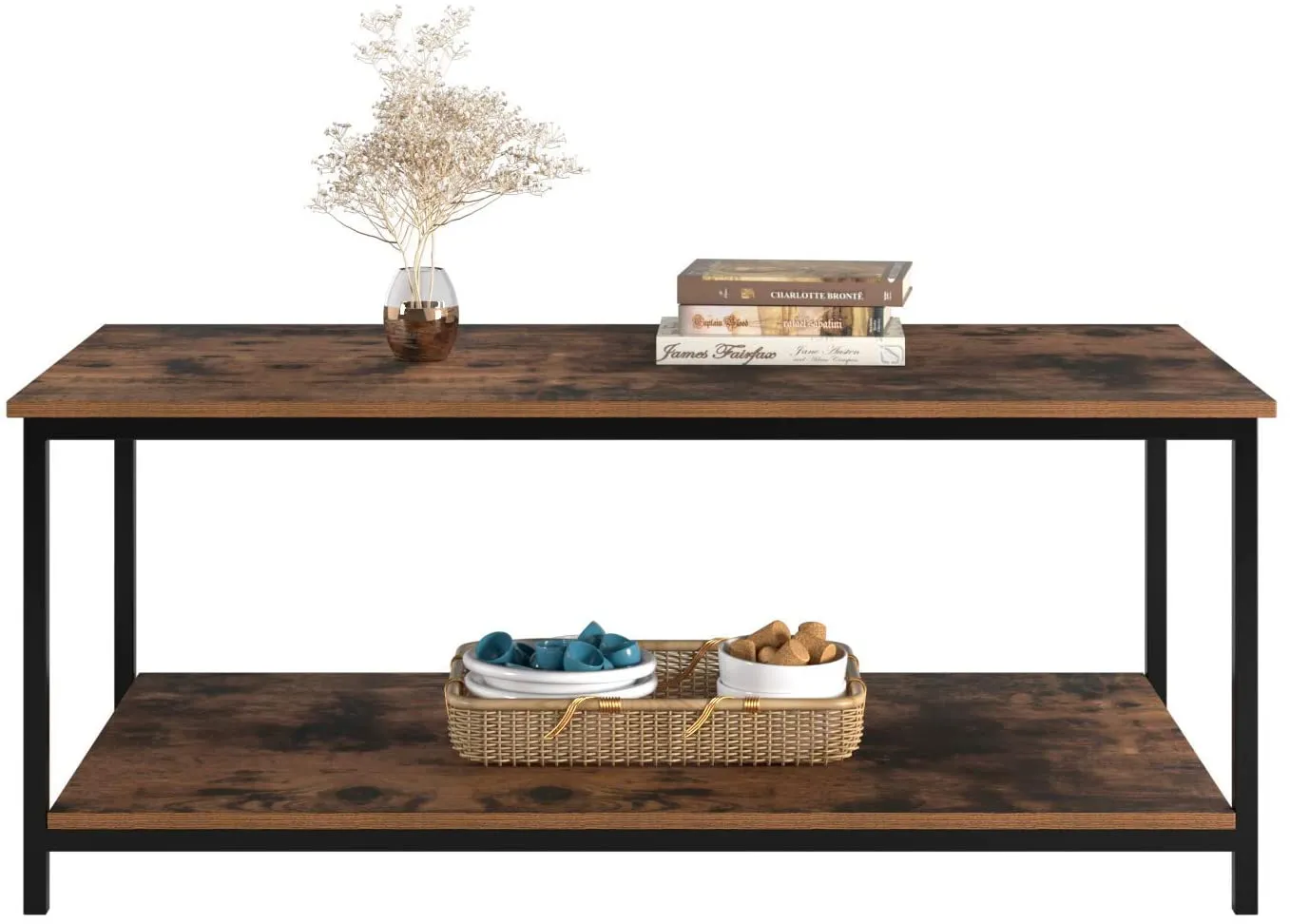 New in box! Homfa Industrial Coffee Table for Living Room, 2-Tier Tea Table with Storage Shelf TV Stand Side End Table