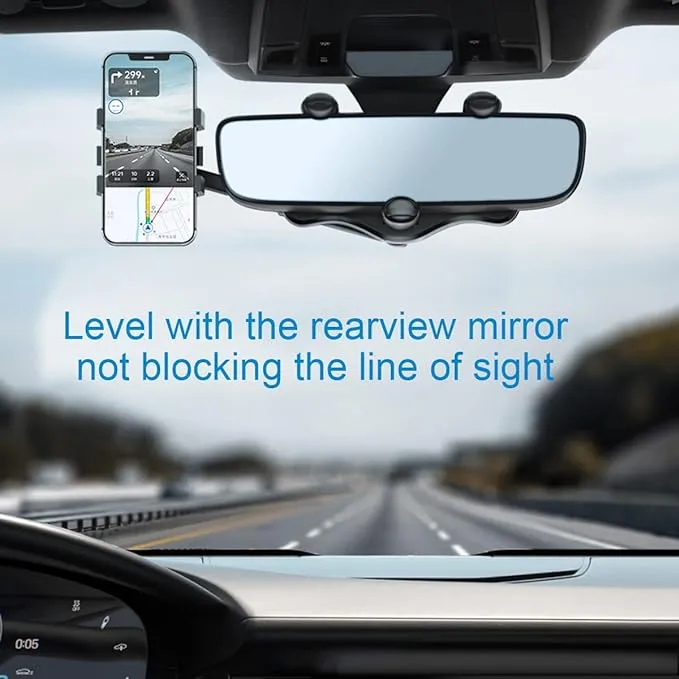New XYAJUANG 360°Rotatable and Retractable Car Phone Holder, Multifunctional Adjustable Mount, Universal Rearview Mirror Phone Holder for All Mobile Phones