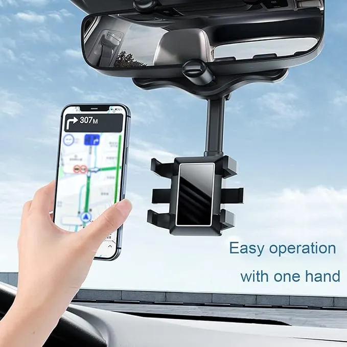 New XYAJUANG 360°Rotatable and Retractable Car Phone Holder, Multifunctional Adjustable Mount, Universal Rearview Mirror Phone Holder for All Mobile Phones