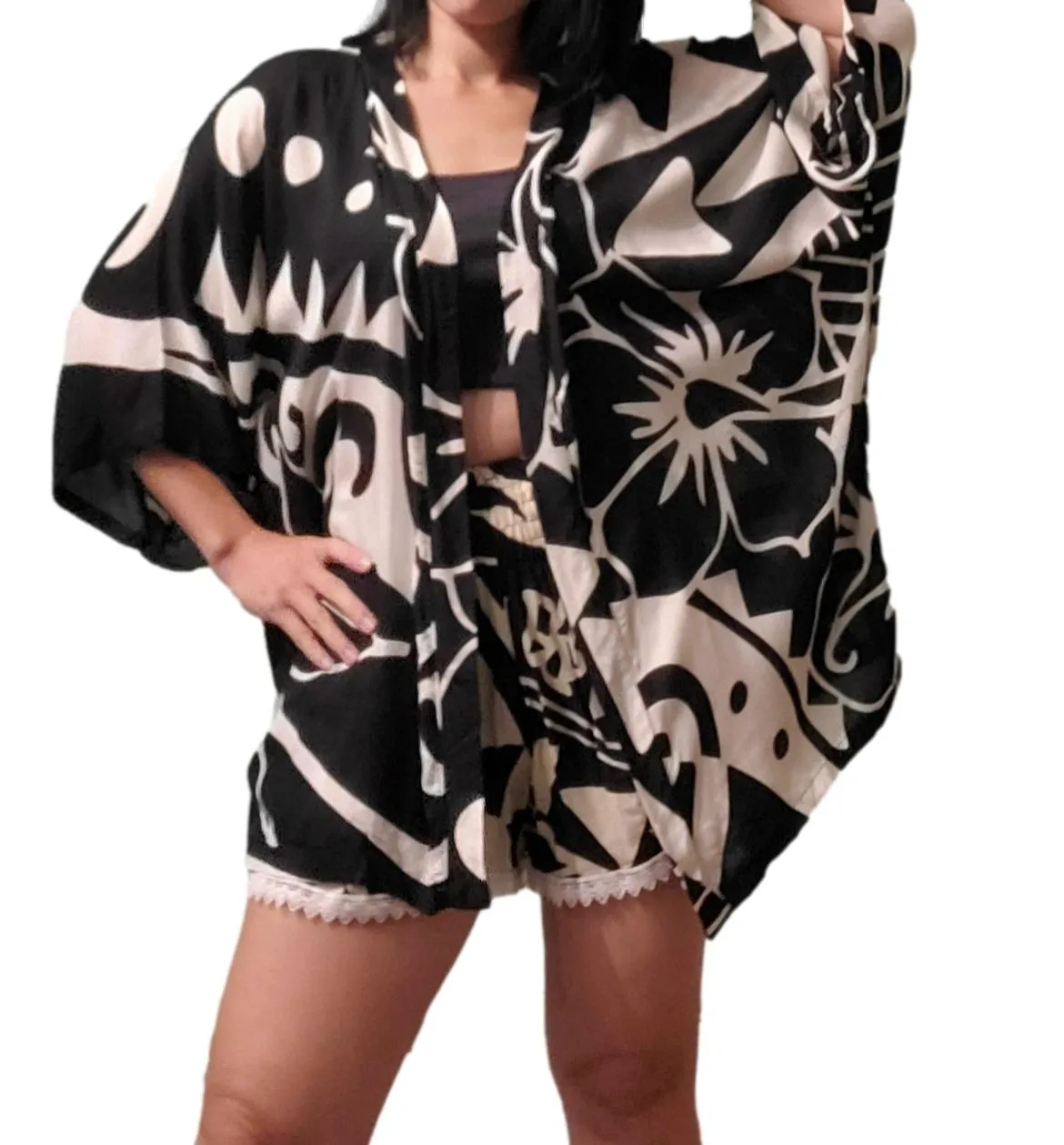 Open Camp Shirt - Black & White