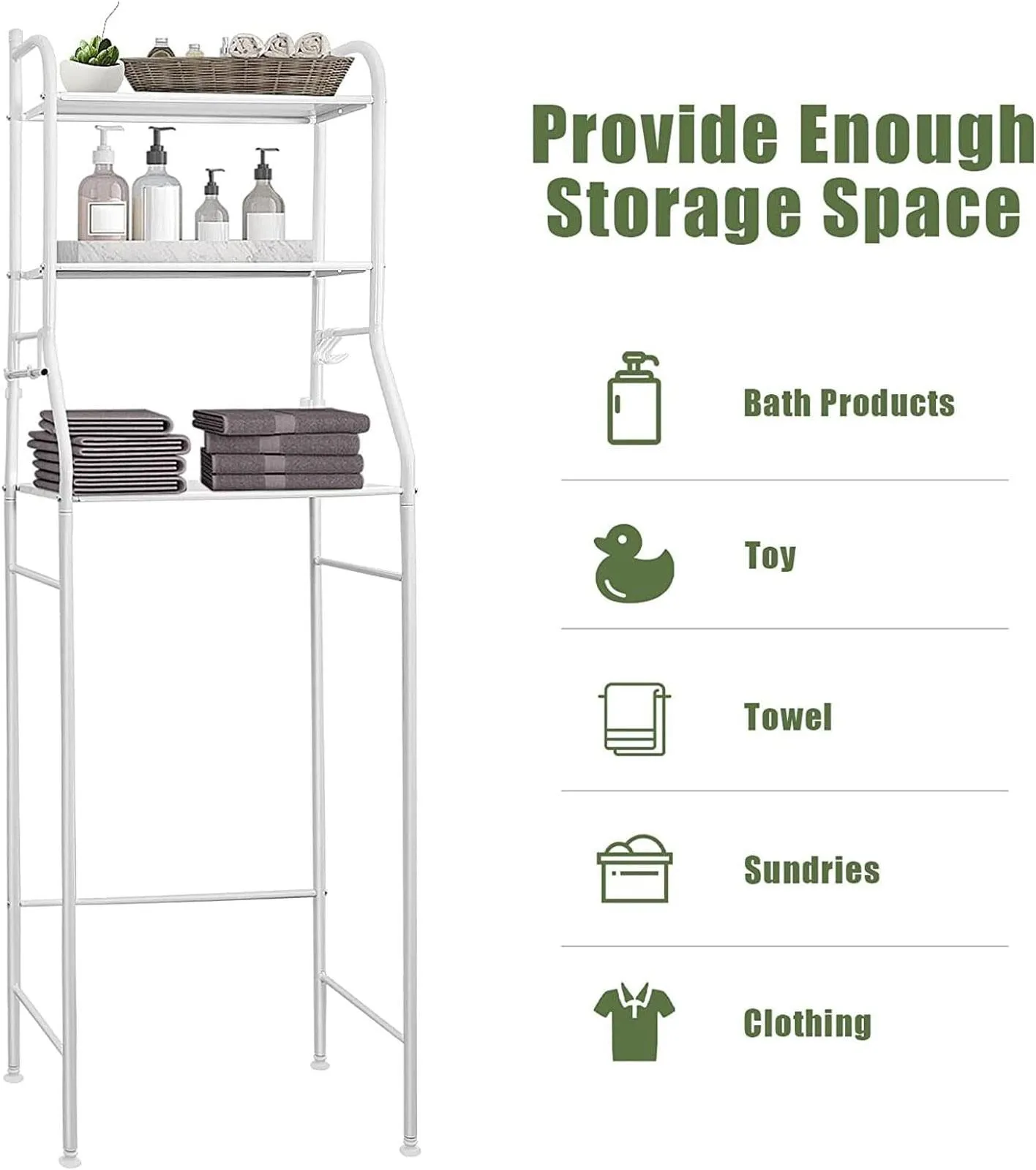 Over The Toilet 3 Tier Storage  Rack