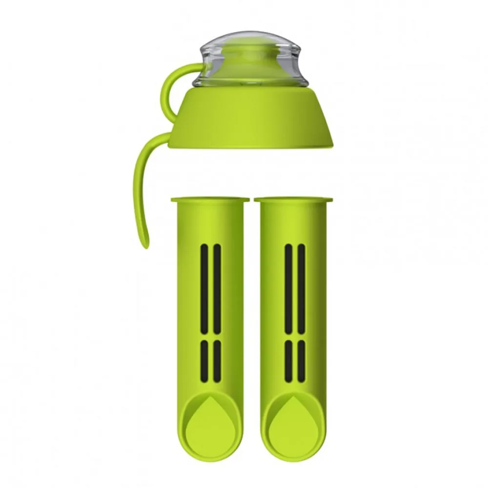 PearlCo Water Bottle Filter Cartridge x 2   Free Lid - Green