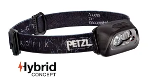 Petzl ACTIK Headlamp, 300 lumens, multi-beam, red light, reflective band