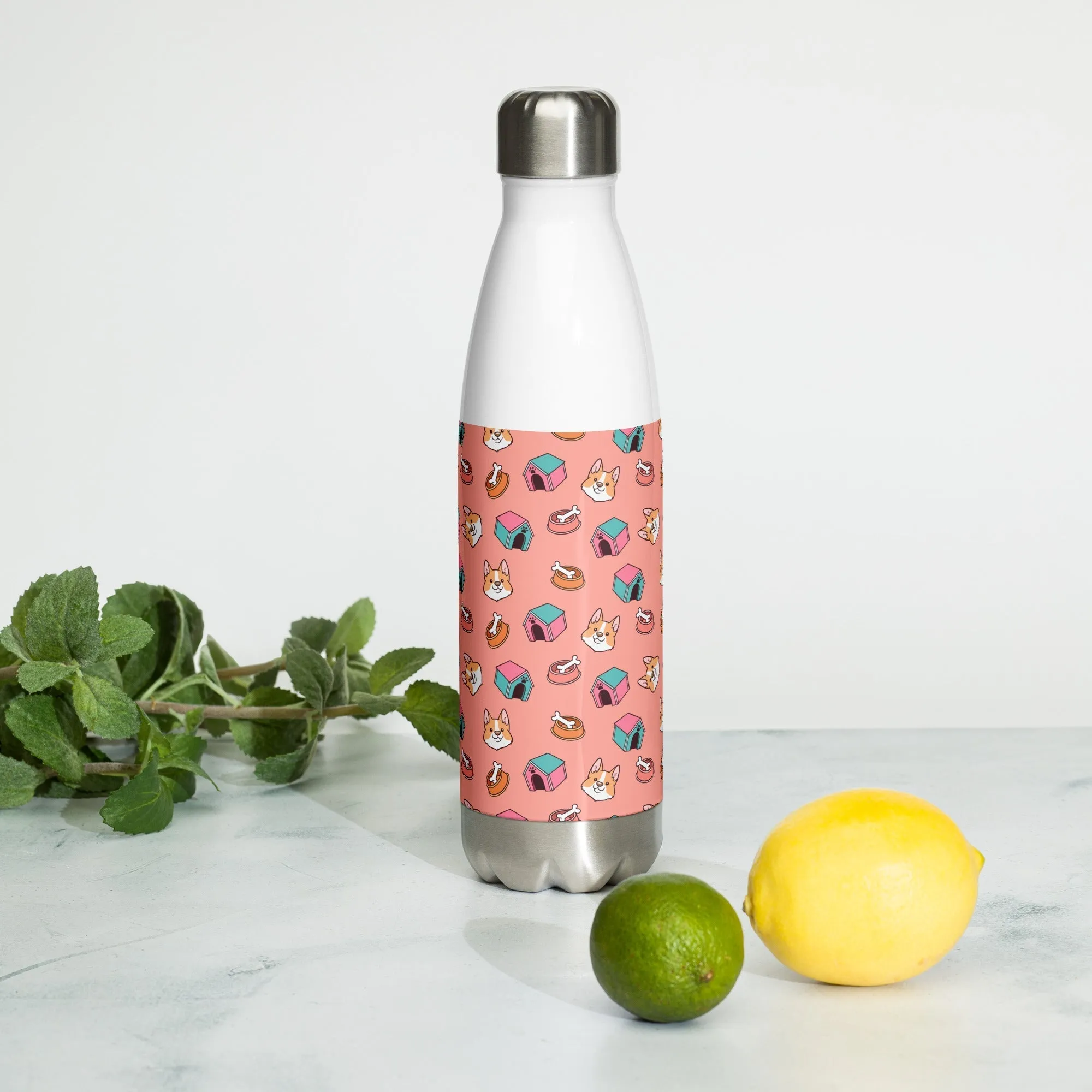 Pink Kids Dog Water Bottle