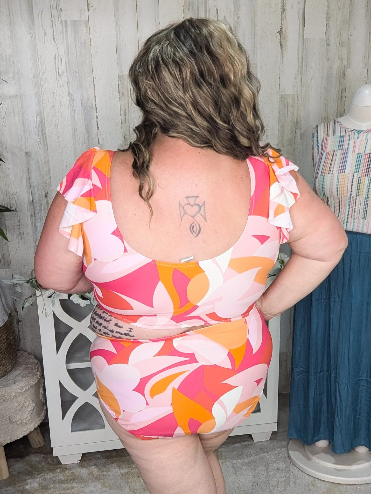 Pink   Orange Mod Highwaist 2pc Swimsuit