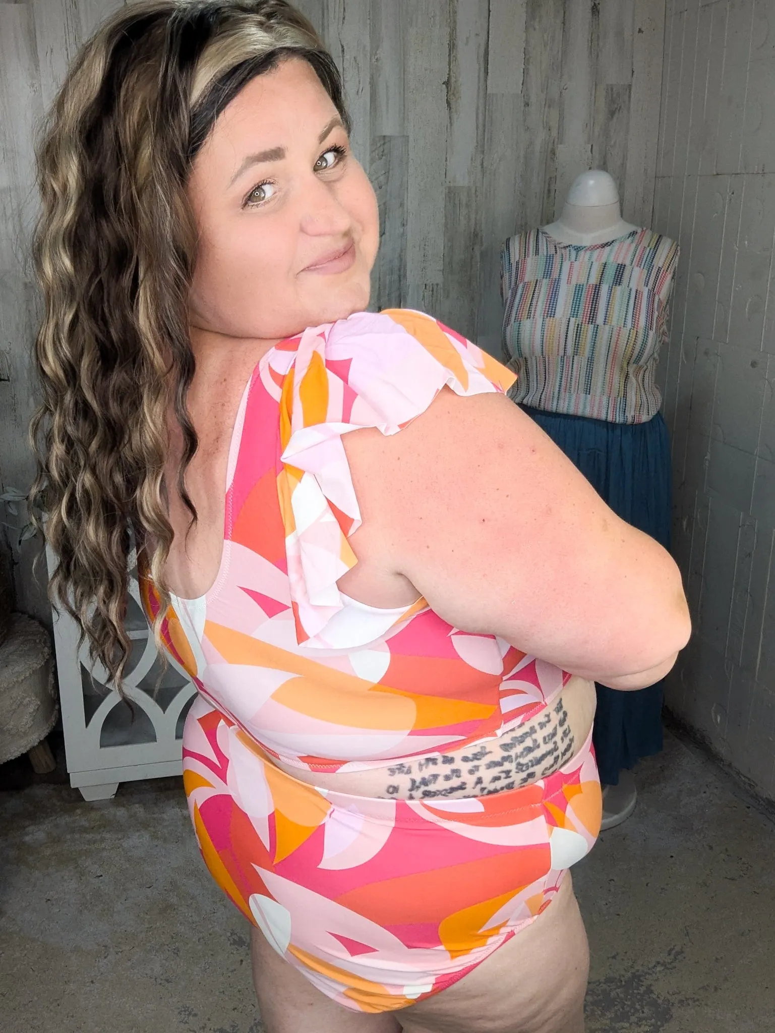 Pink   Orange Mod Highwaist 2pc Swimsuit