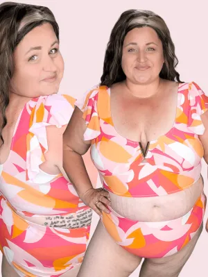 Pink   Orange Mod Highwaist 2pc Swimsuit