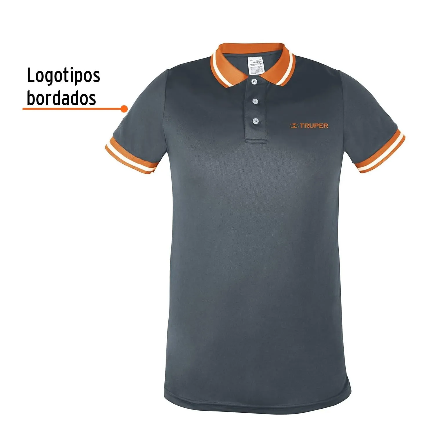 Playera tipo polo dry fit gris, para caballero, talla G, Truper 61083
