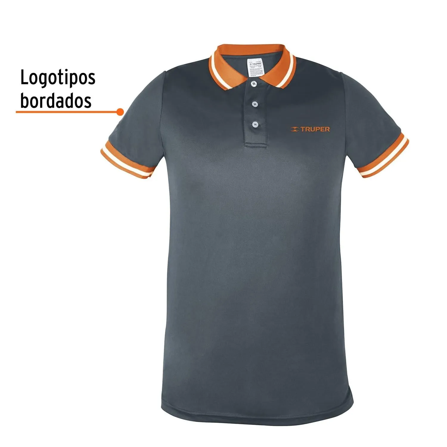 Playera tipo polo dry fit gris, para caballero, talla XG, Truper 61084