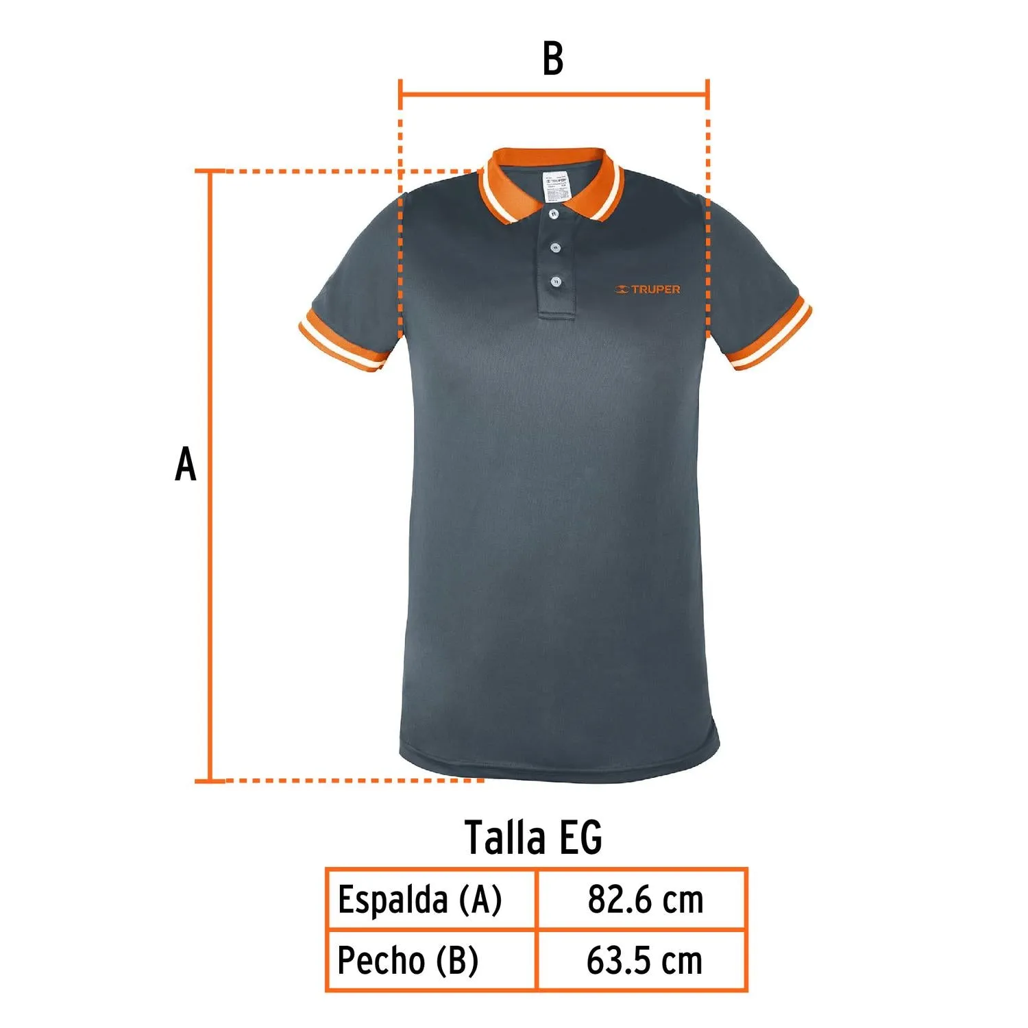Playera tipo polo dry fit gris, para caballero, talla XG, Truper 61084