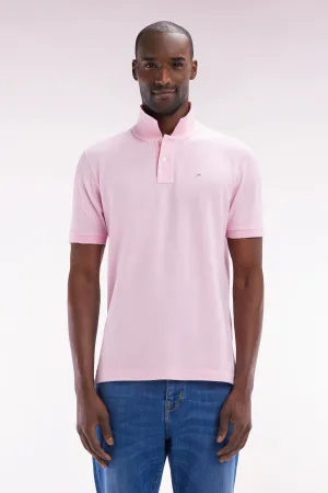 Polo à manches courtes uni en coton Pima rose clair coupe droite
