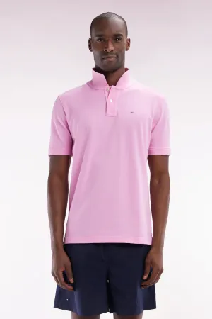 Polo à manches courtes uni en coton Pima rose coupe droite