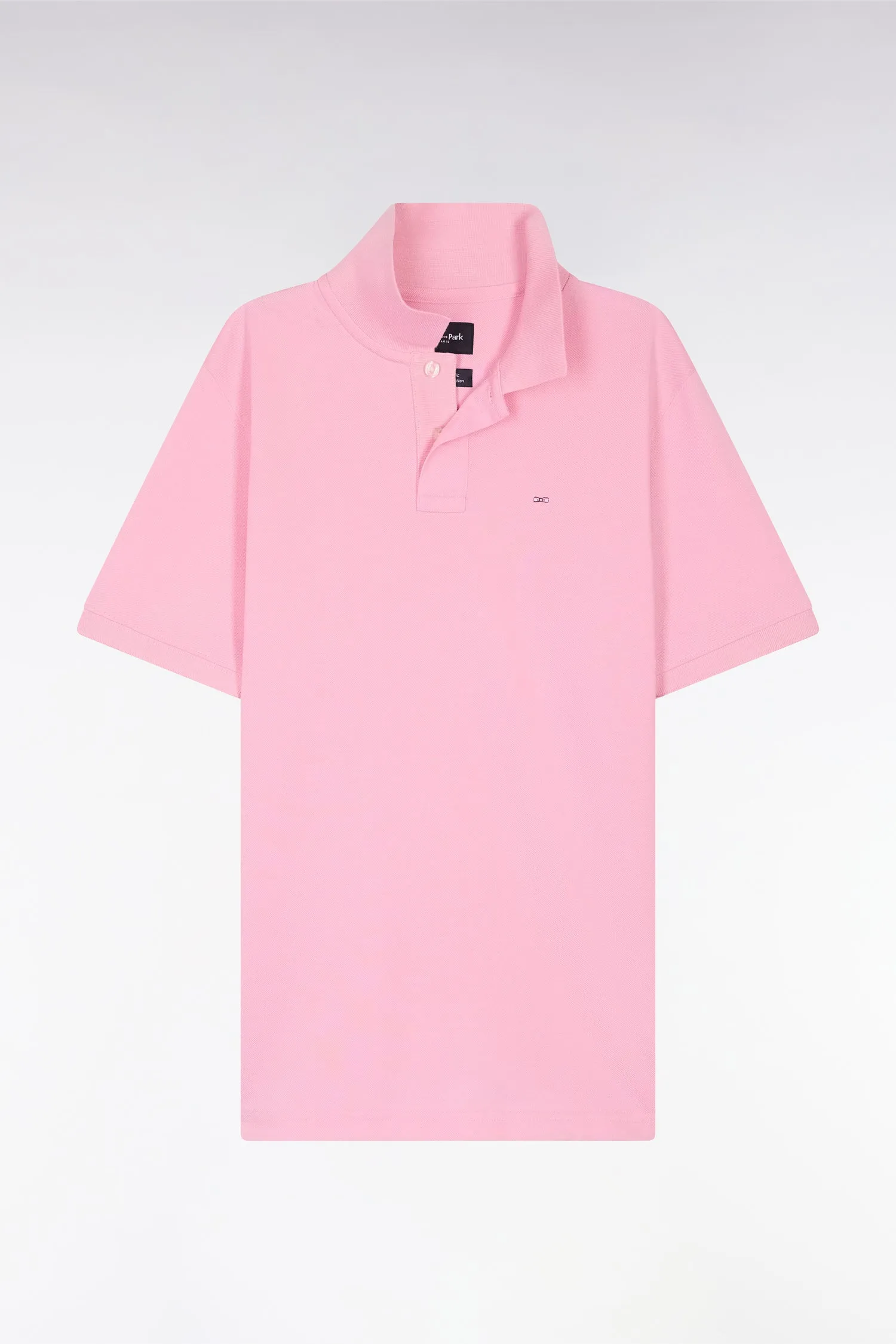 Polo à manches courtes uni en coton Pima rose coupe droite