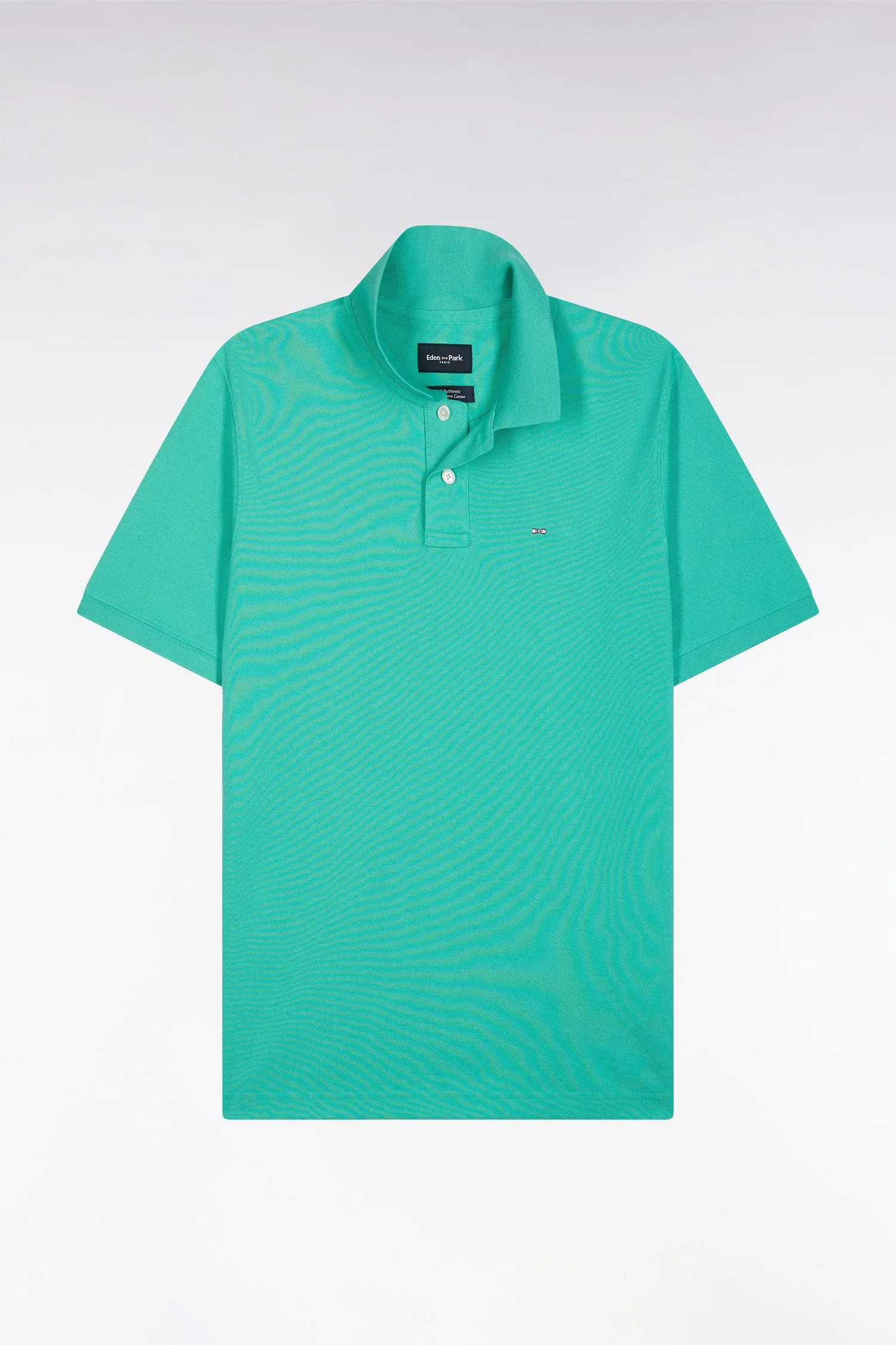 Polo à manches courtes uni en coton Pima vert coupe droite