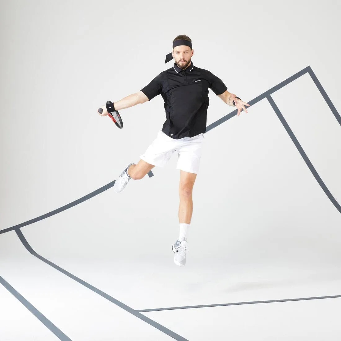 Polo tennis manches courtes Homme - Artengo DRY Marine
